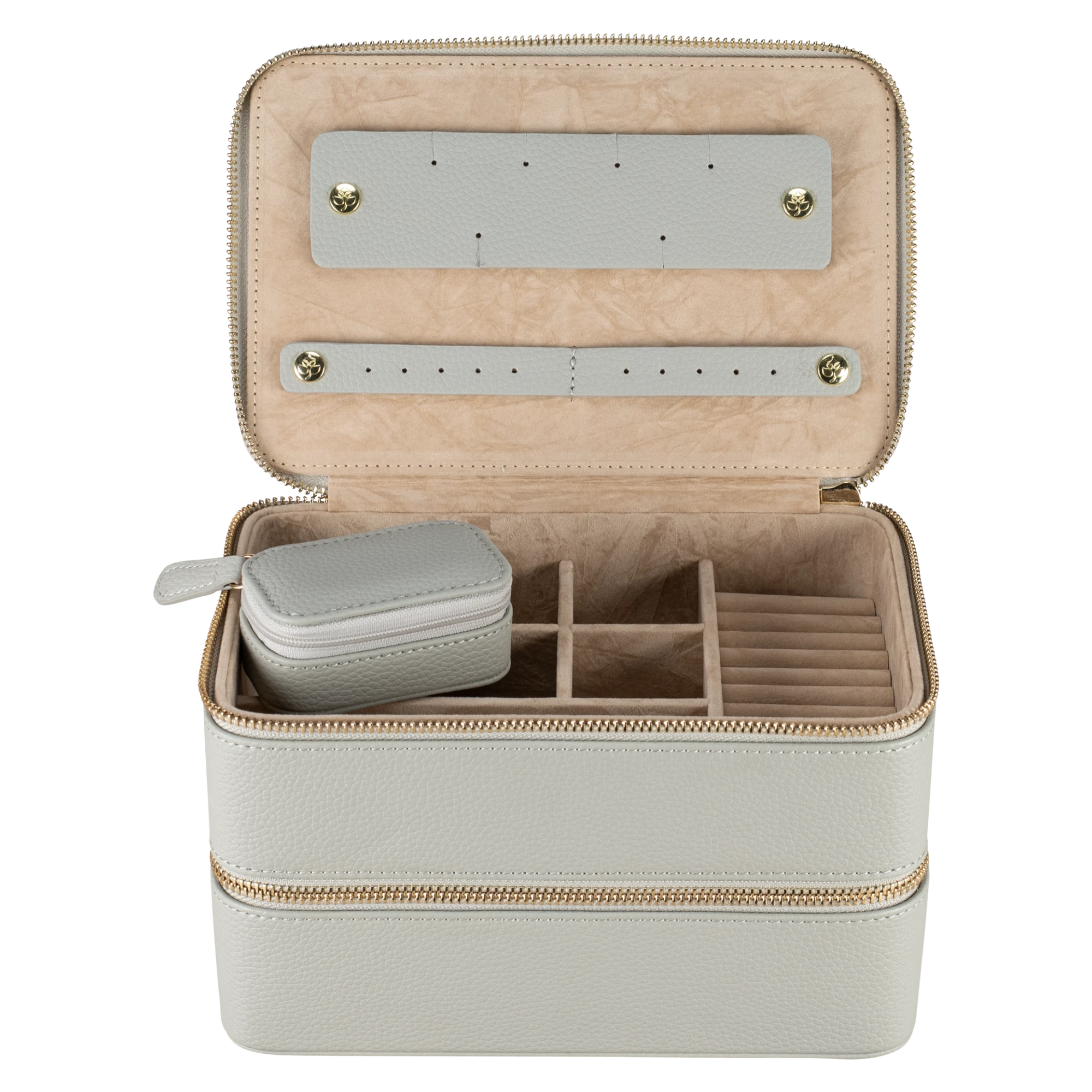 Étui à bijoux L avec fermeture éclair Aurora / gris clair