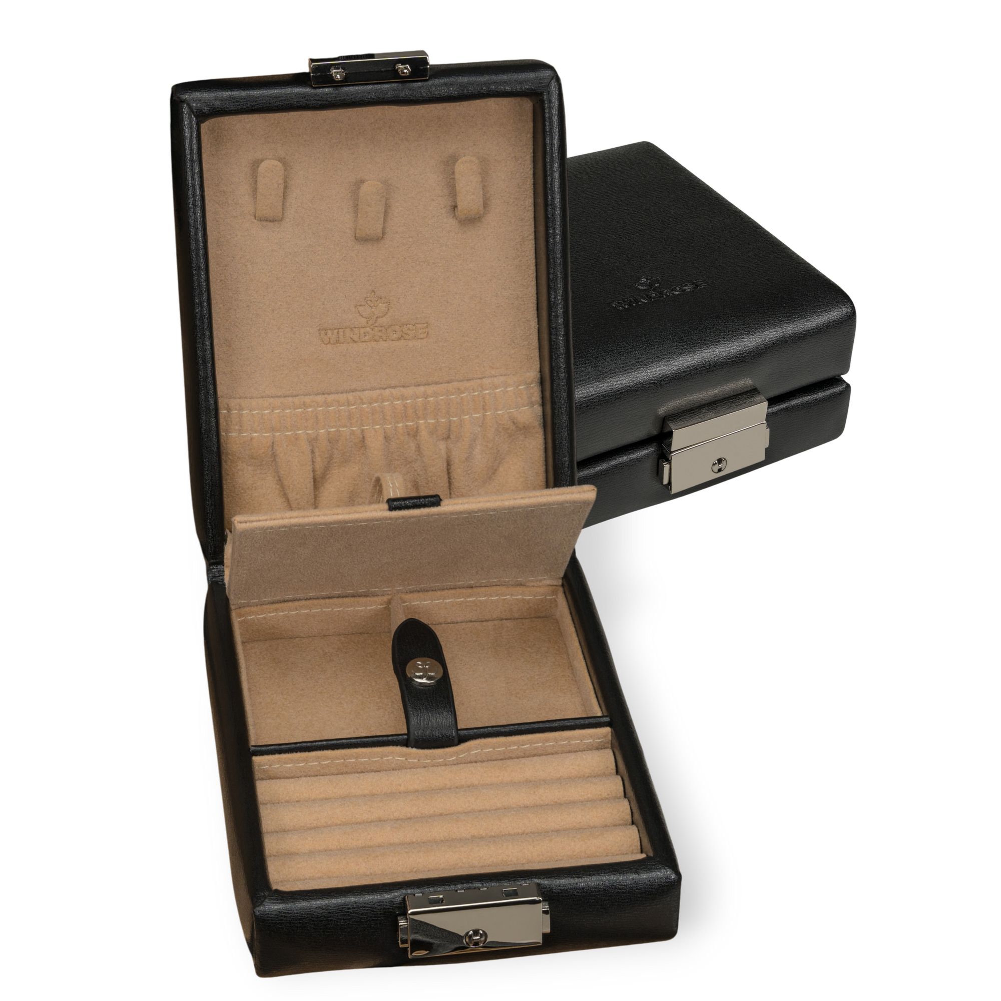 Coffret à bijoux/montres avec insert (utilisable comme étui séparé) Ambiance / noir (cuir)