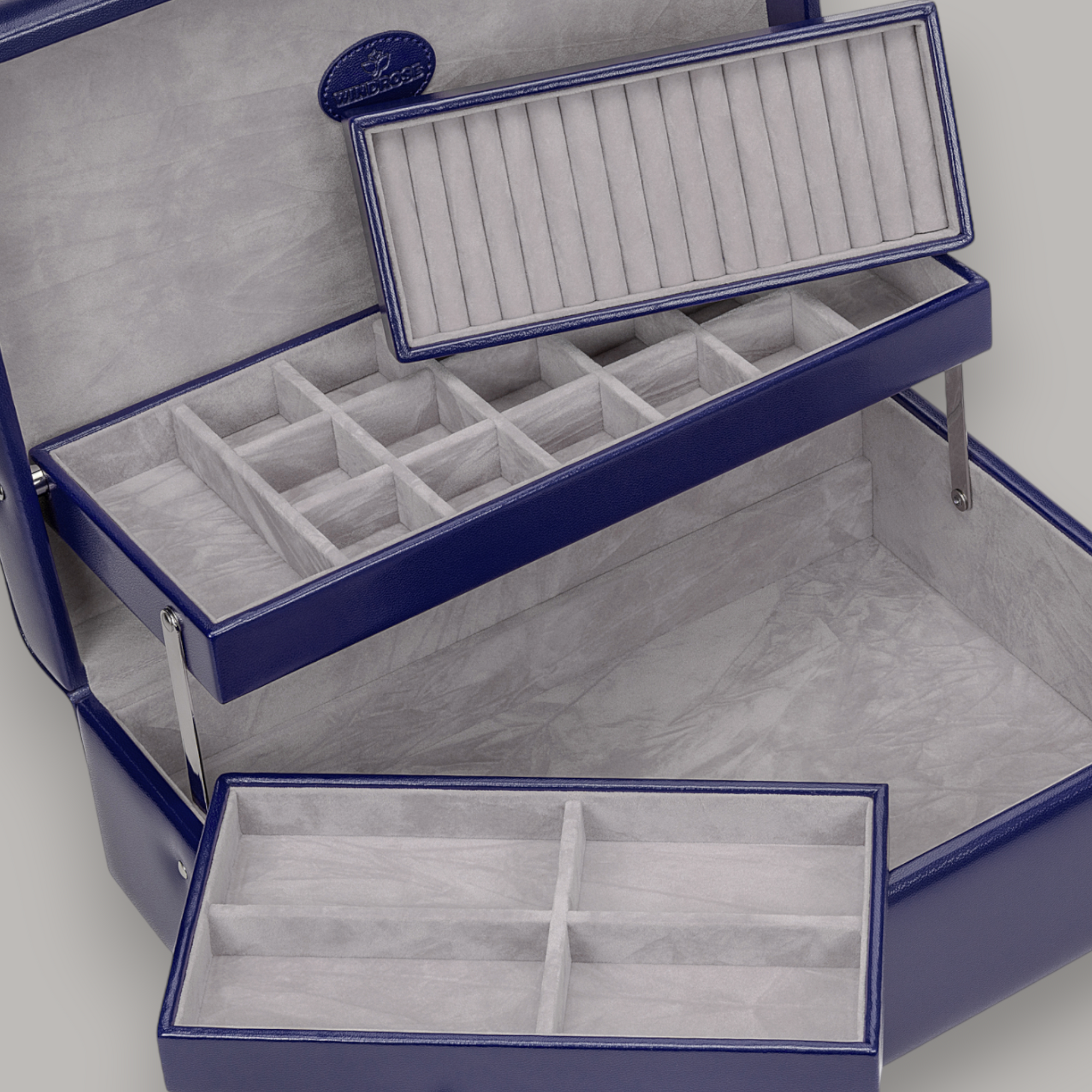 Charm box with 2 removable inserts Merino Moda / dark blue