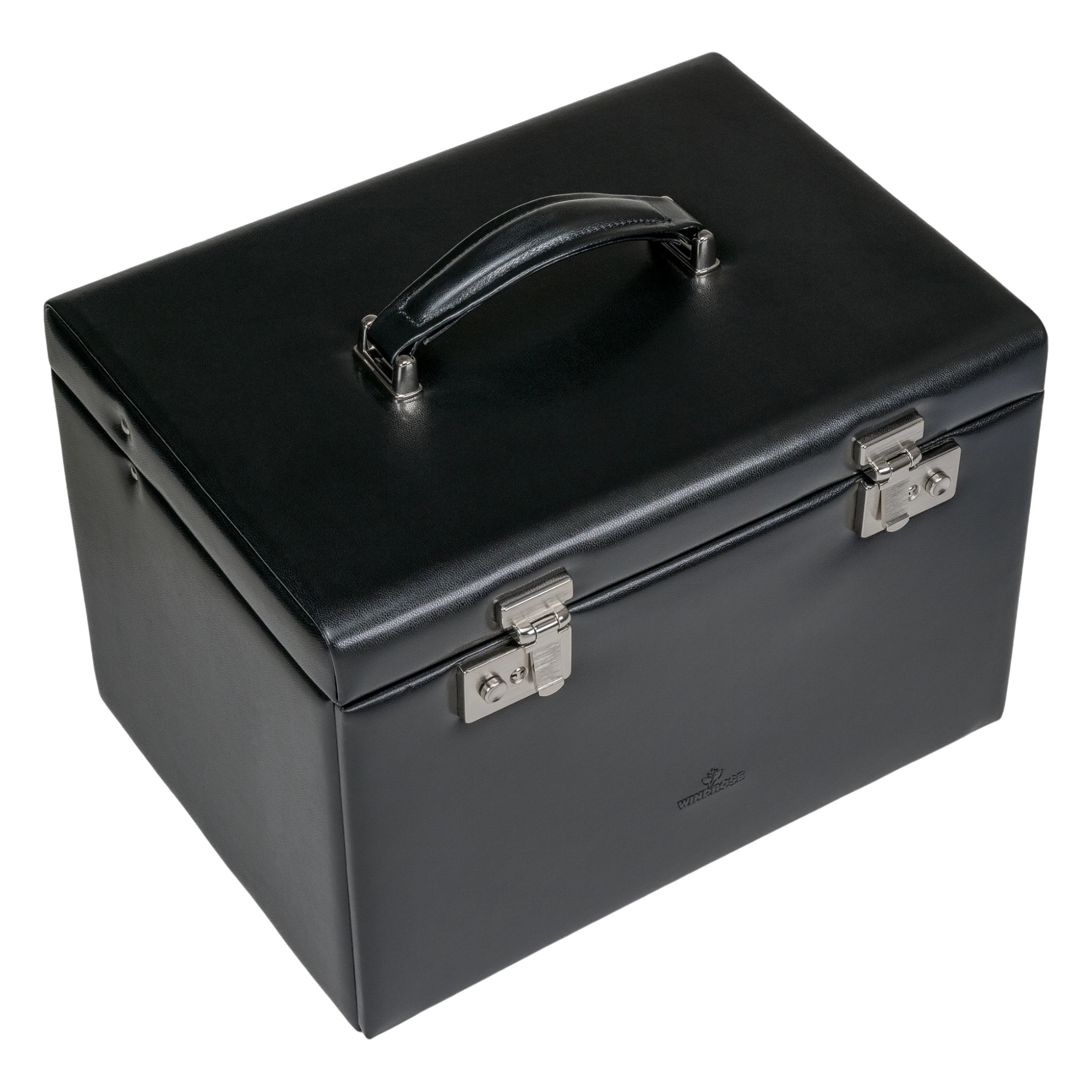 Jewelry/watch case with inlaid jewelry pouch Merino / black