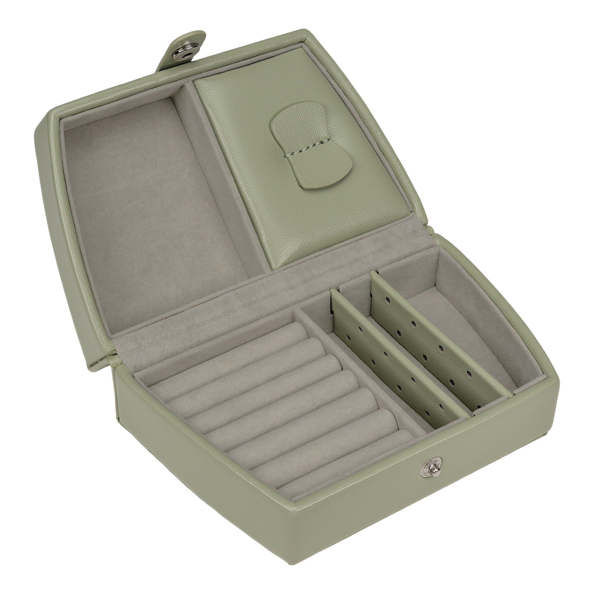 Automatic jewelry case with travel insert Merino Moda / sage