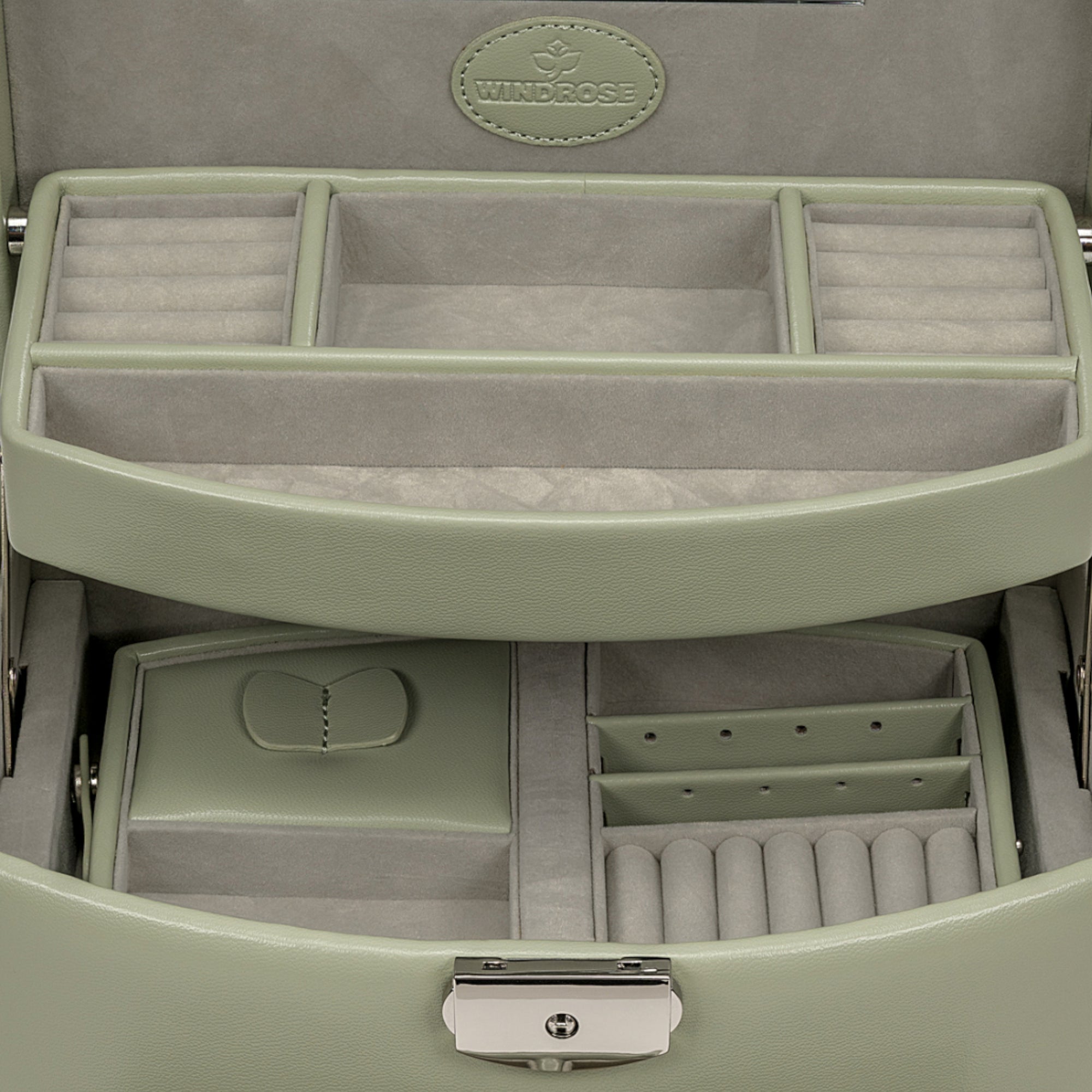 Automatic jewelry case with travel insert Merino Moda / sage