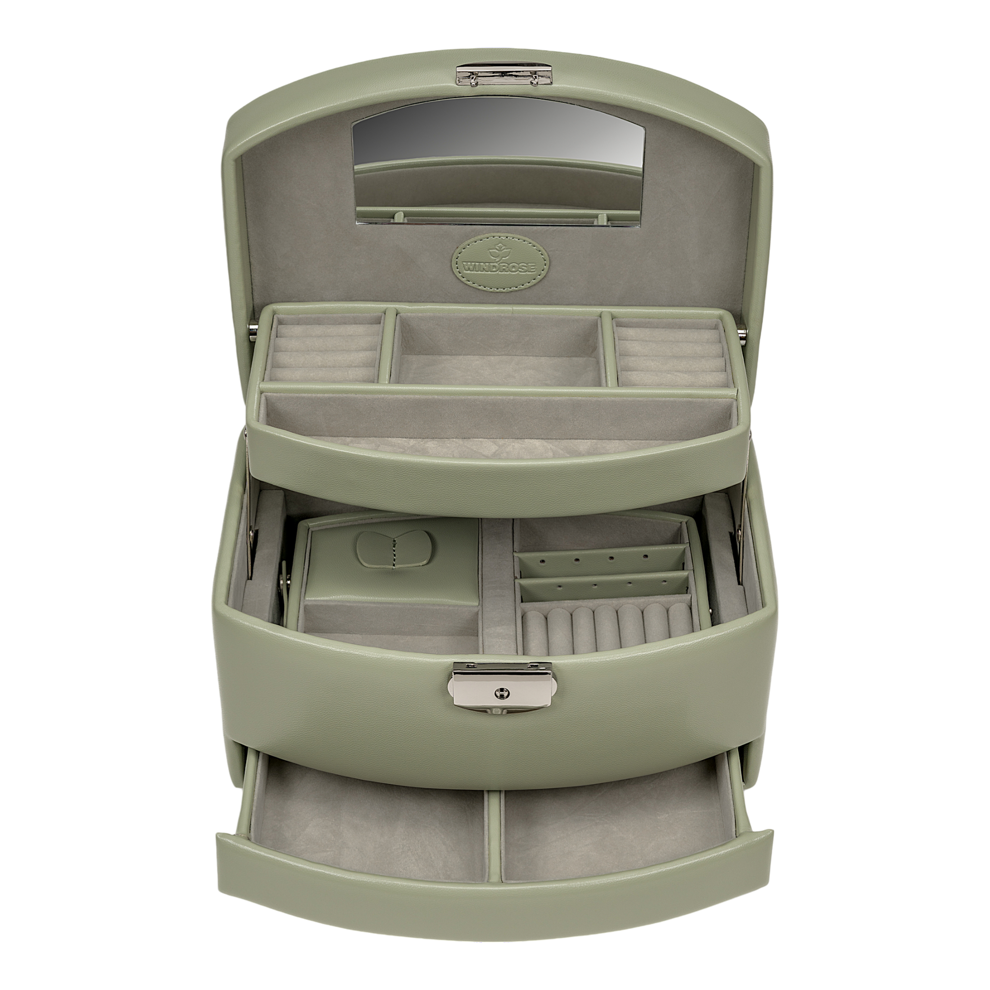 Automatic jewelry case with travel insert Merino Moda / sage