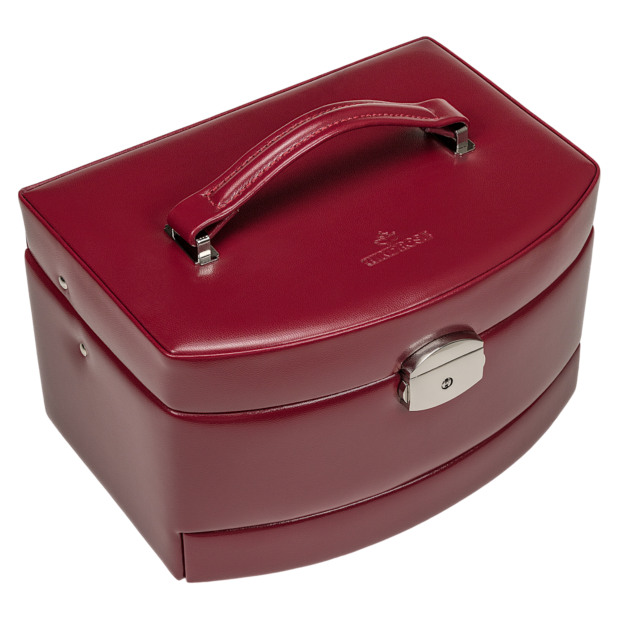 Automatic jewelry case with travel insert Merino / red
