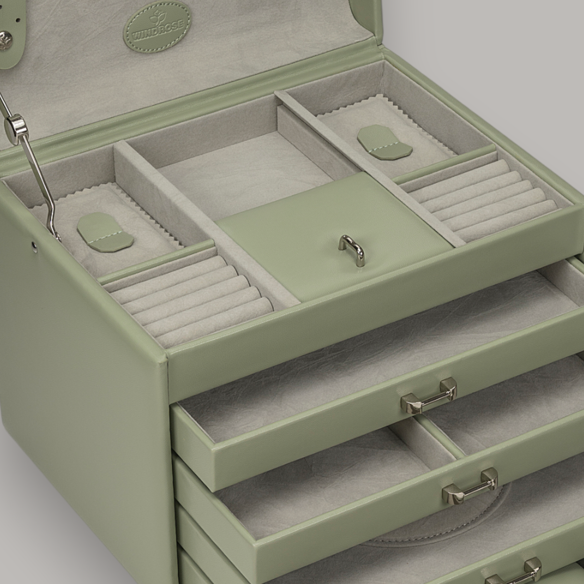 Jewelry case with integrated jewelry bag Merino Moda / sage