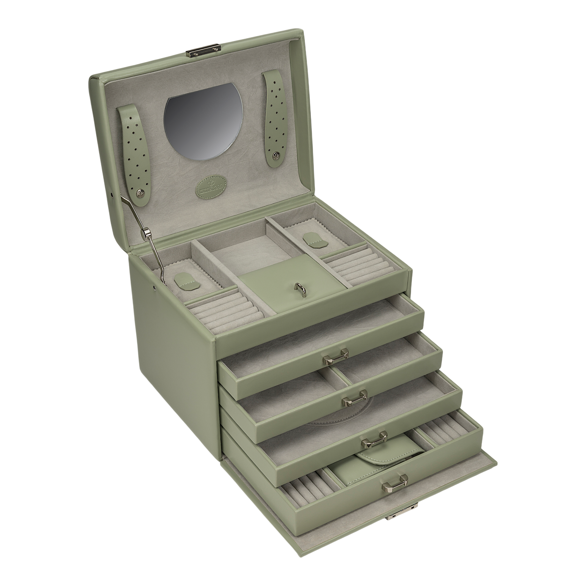 Jewelry case with integrated jewelry bag Merino Moda / sage