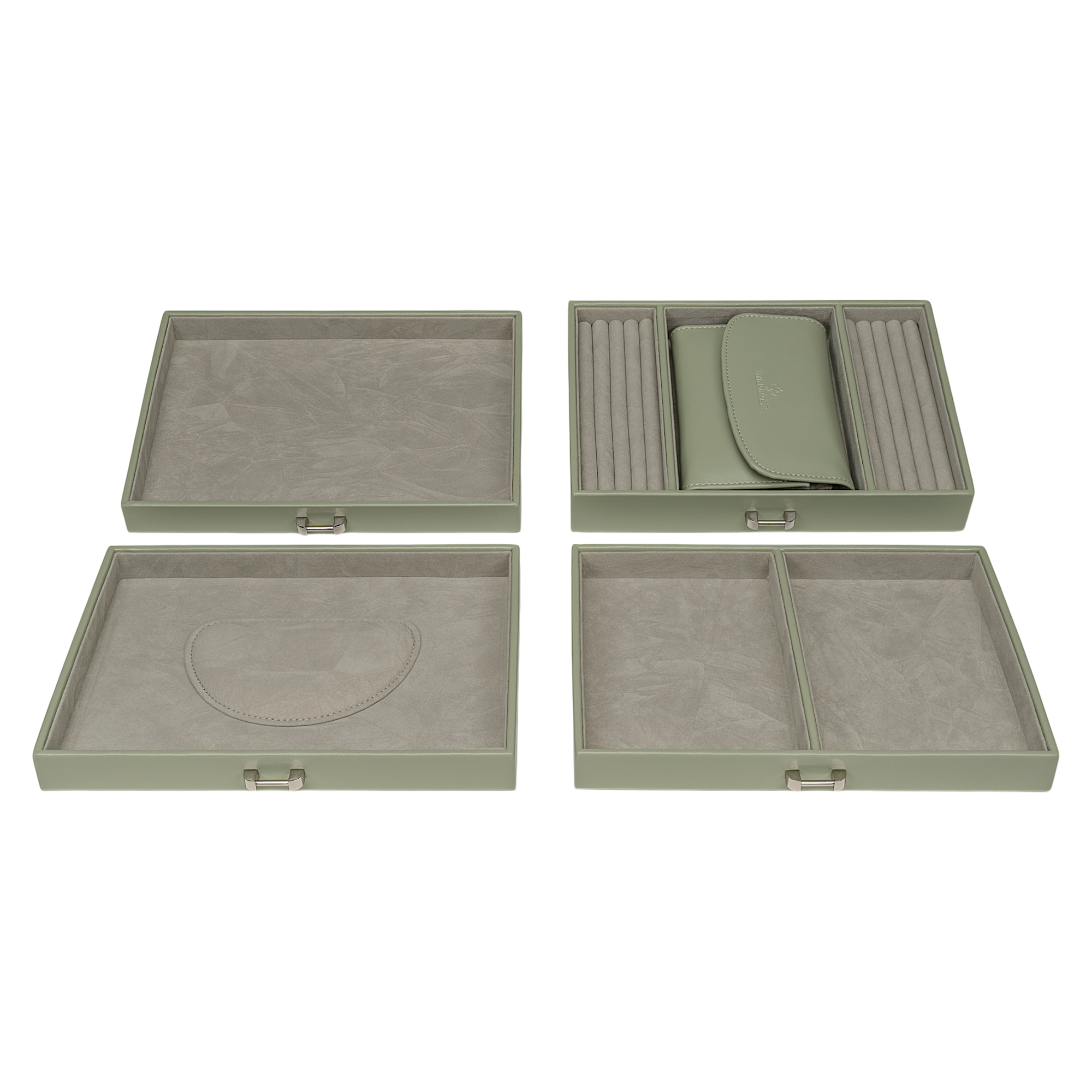 Jewelry case with integrated jewelry bag Merino Moda / sage