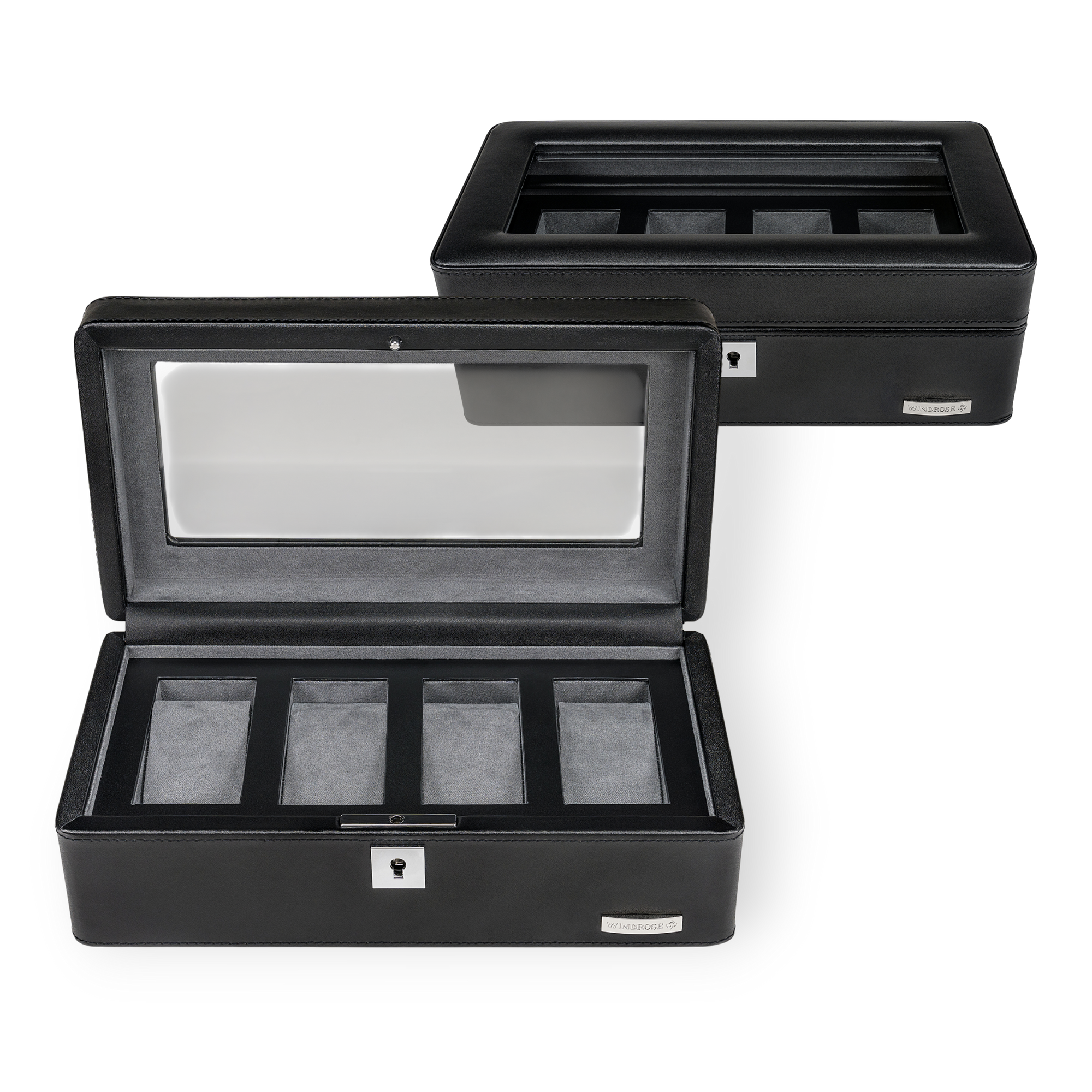 Uhrenetui für 4 Uhren Tempora / schwarz (Recyceltes Leder)