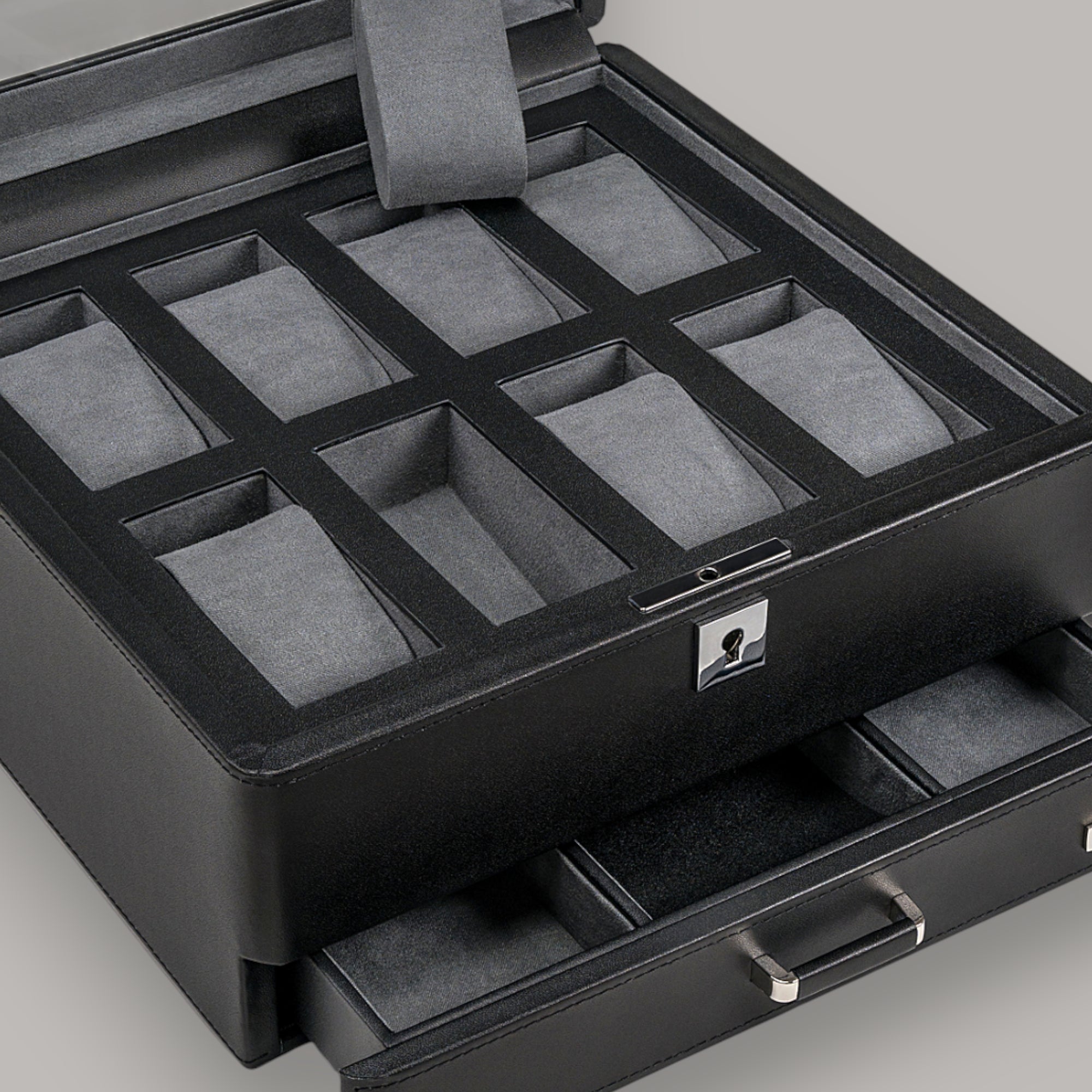 Uhrenetui für 8 Uhren Tempora / schwarz (Recyceltes Leder)
