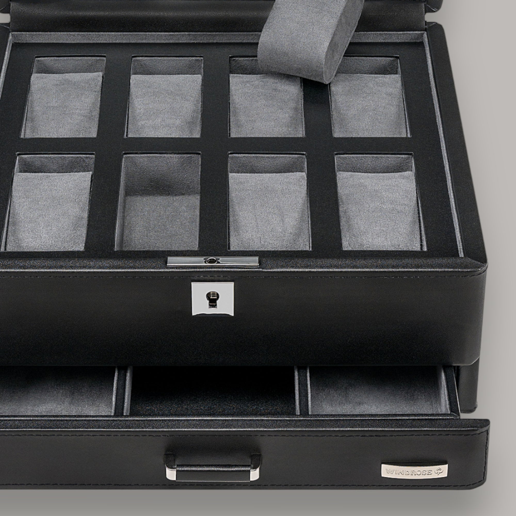 Uhrenetui für 8 Uhren Tempora / schwarz (Recyceltes Leder)