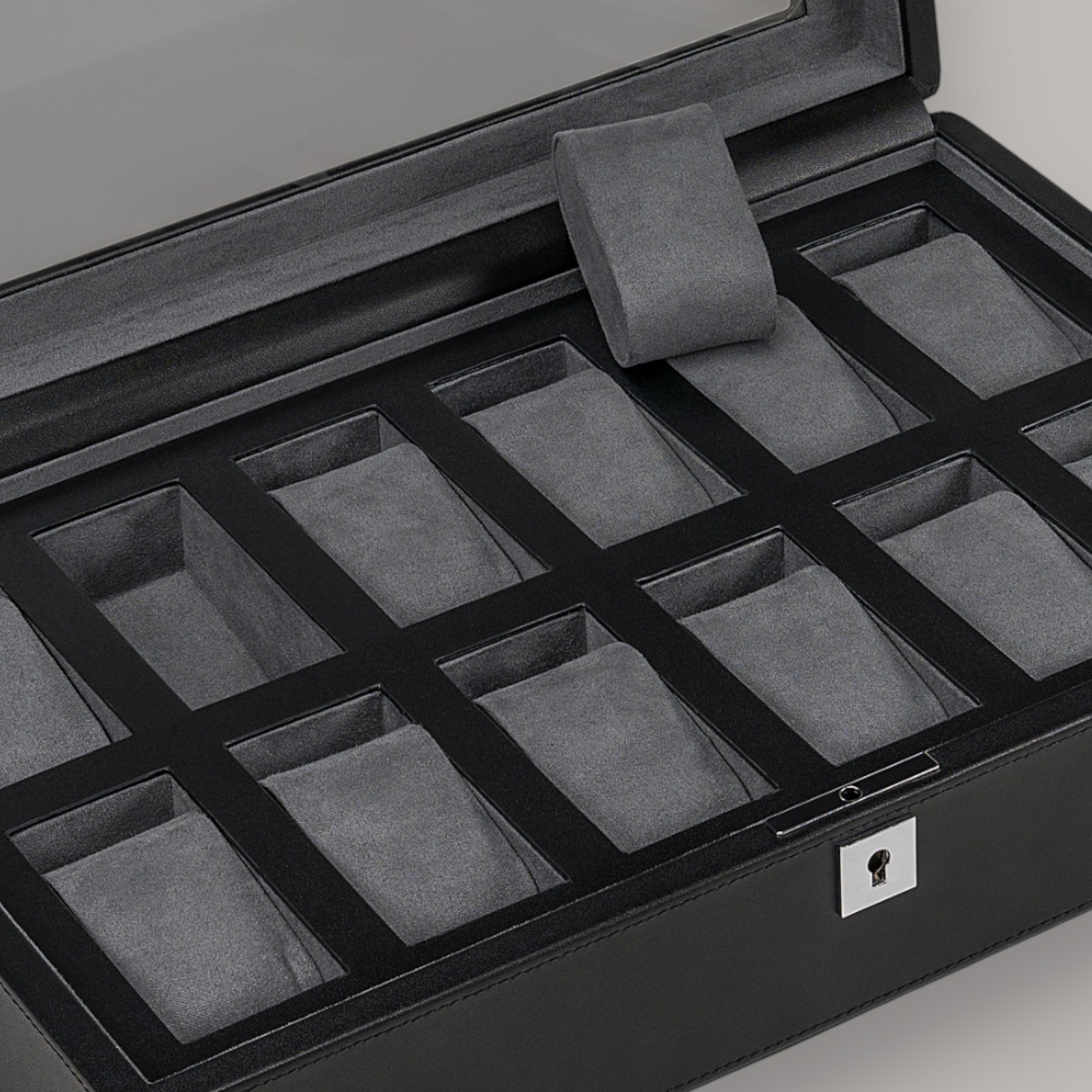 Uhrenetui für 12 Uhren Tempora / schwarz (Recyceltes Leder)