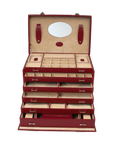 Jewellery case XXL with integrated jewellery bag Merino / red