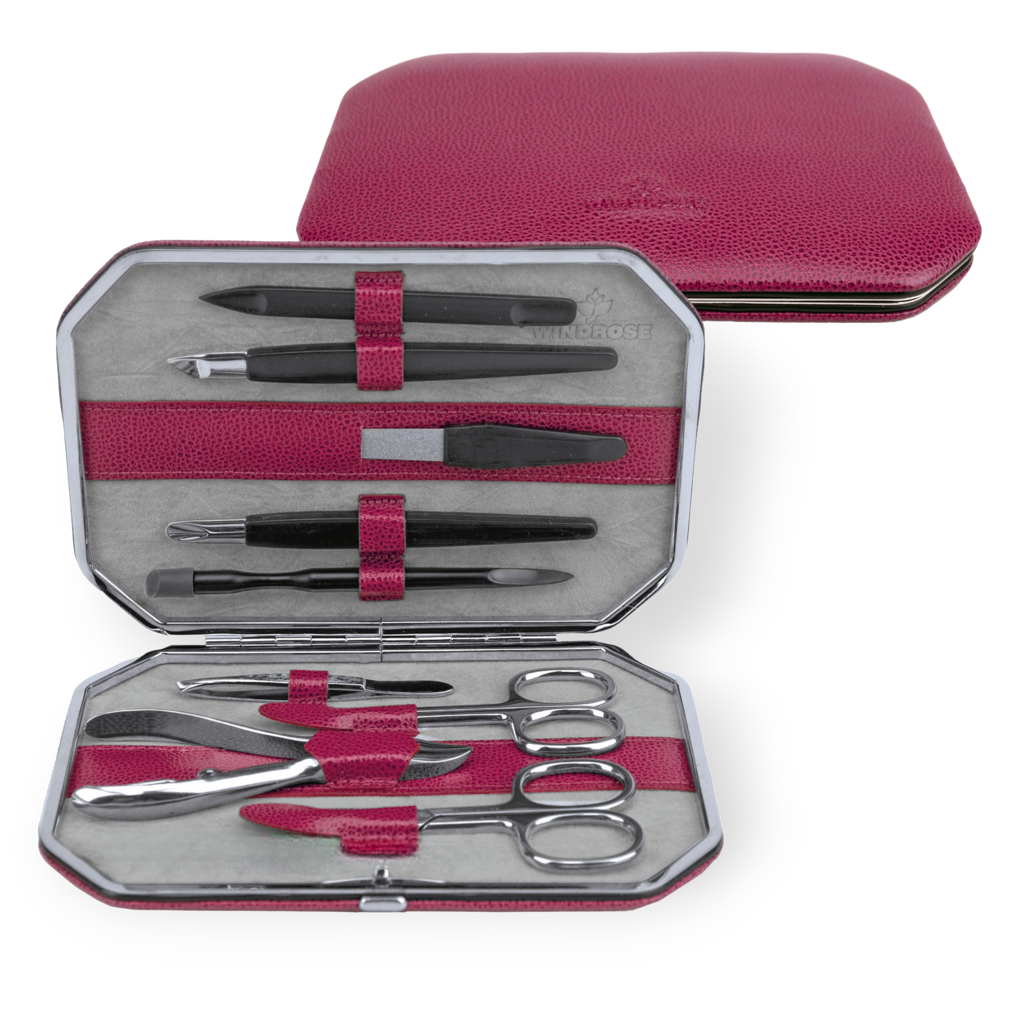 10-piece manicure case Beluga / berry (leather)