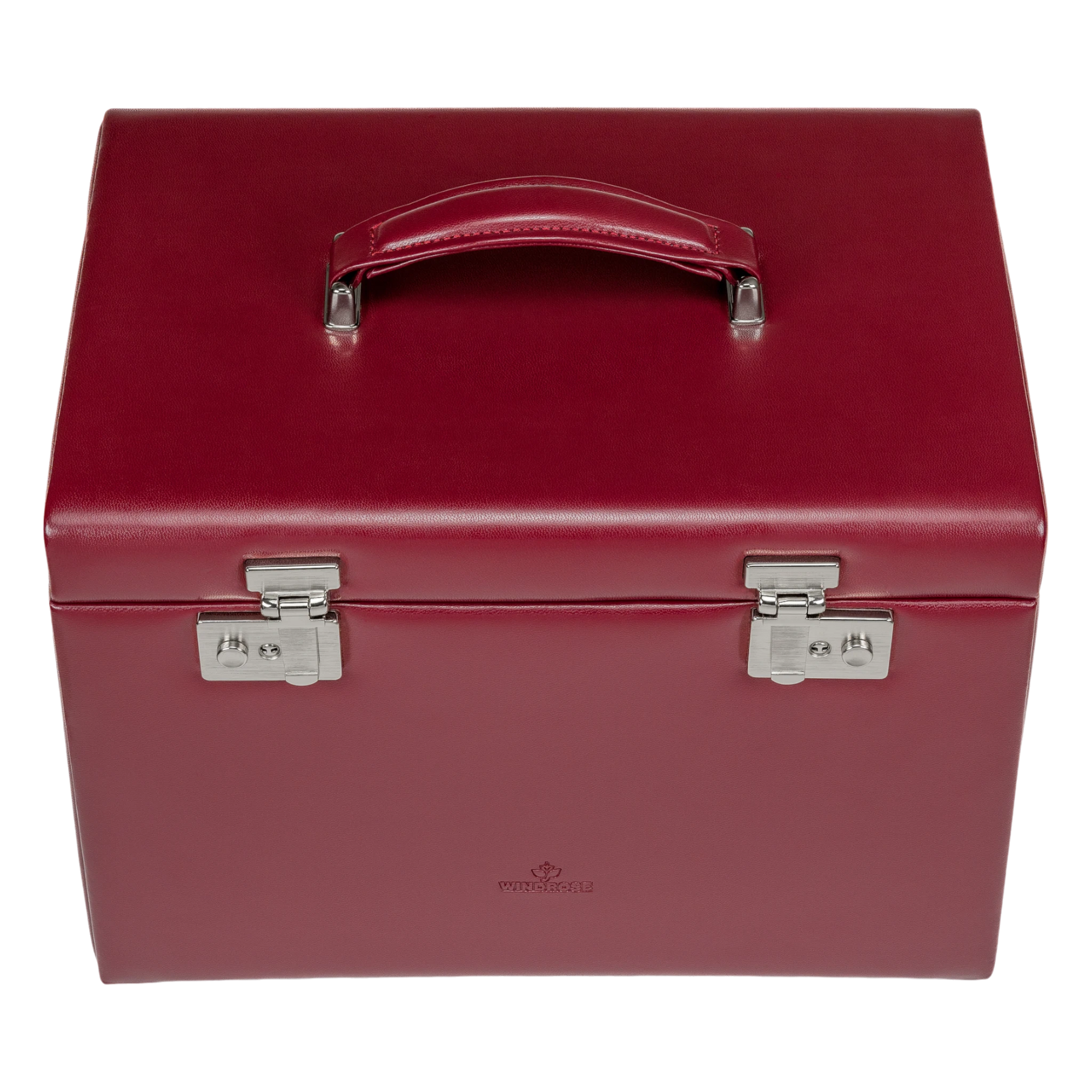Coffret à bijoux/montres avec pochette à bijoux intégrée Mérinos / rouge
