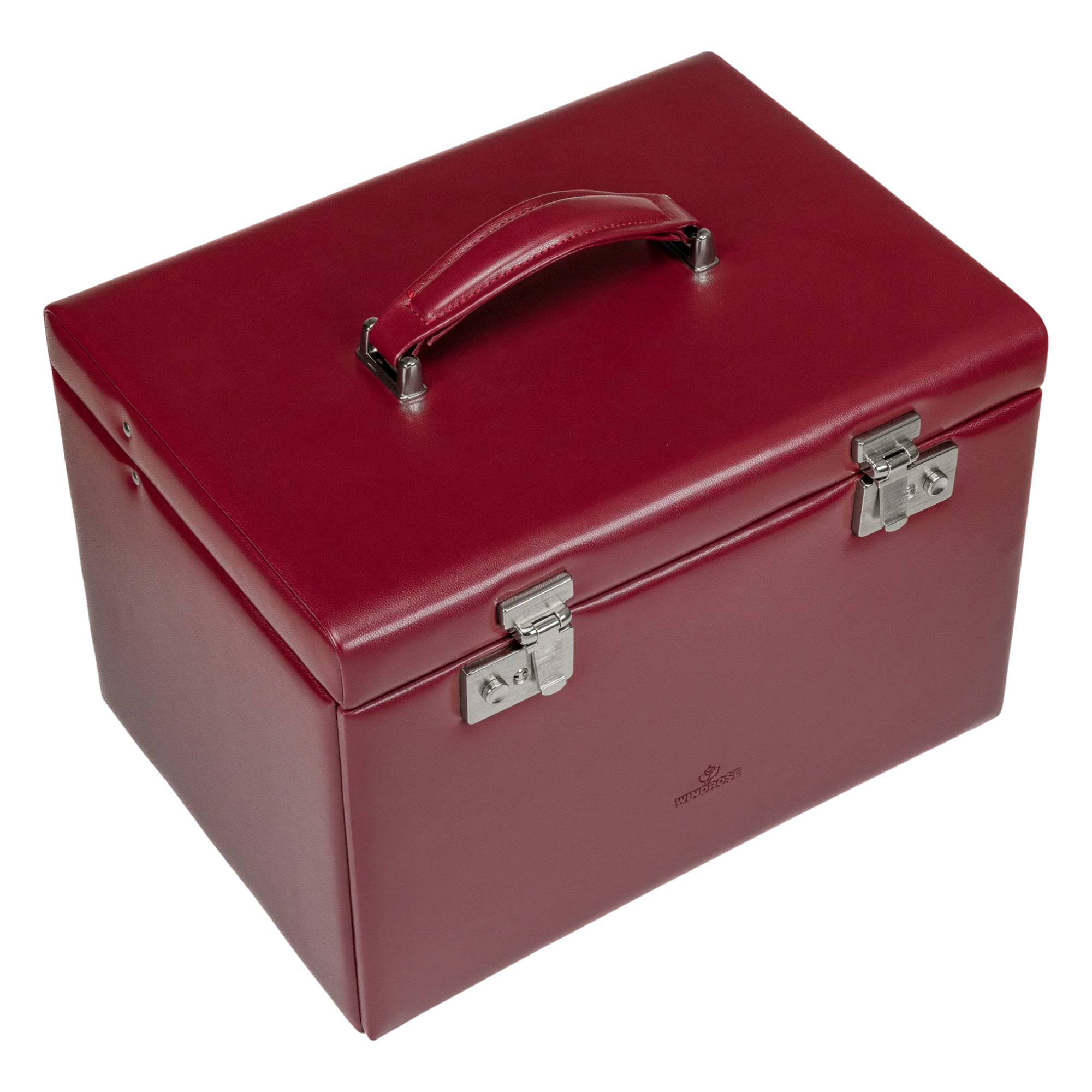 Coffret à bijoux/montres avec pochette à bijoux intégrée Mérinos / rouge