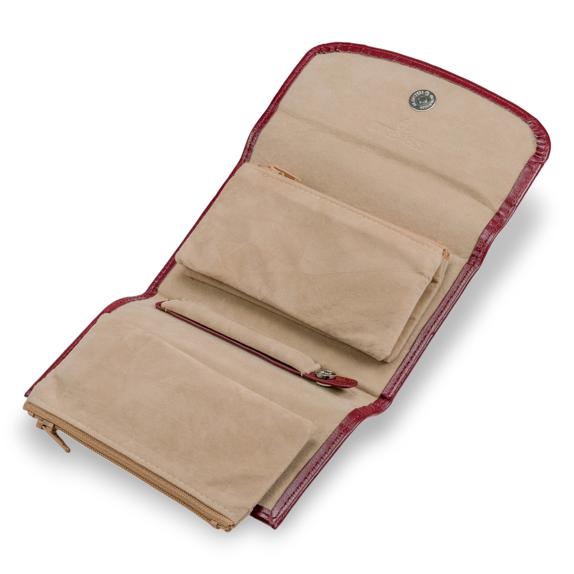 Coffret à bijoux/montres avec pochette à bijoux intégrée Mérinos / rouge
