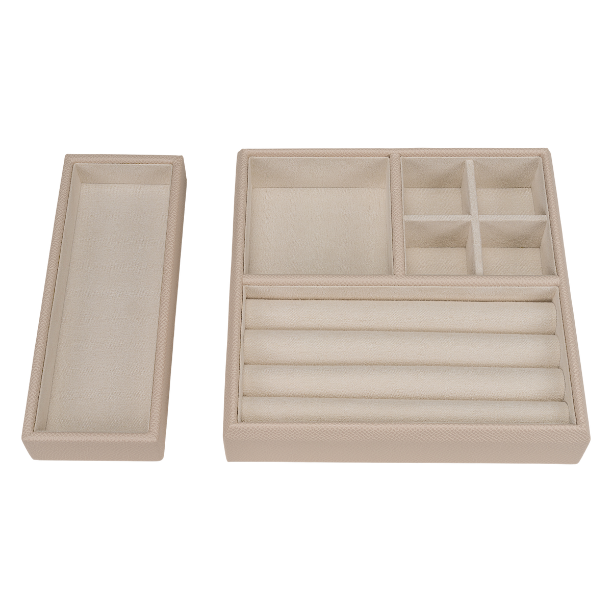 Schmuckkoffer luxora beige (Art.-Nr. 803991.12) – Einsätze herausgenommen, Draufsicht