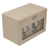 Uhrenbeweger 2 Uhren luxora beige-chrom – geschlossen, Schrägansicht mit Sichtfenster
