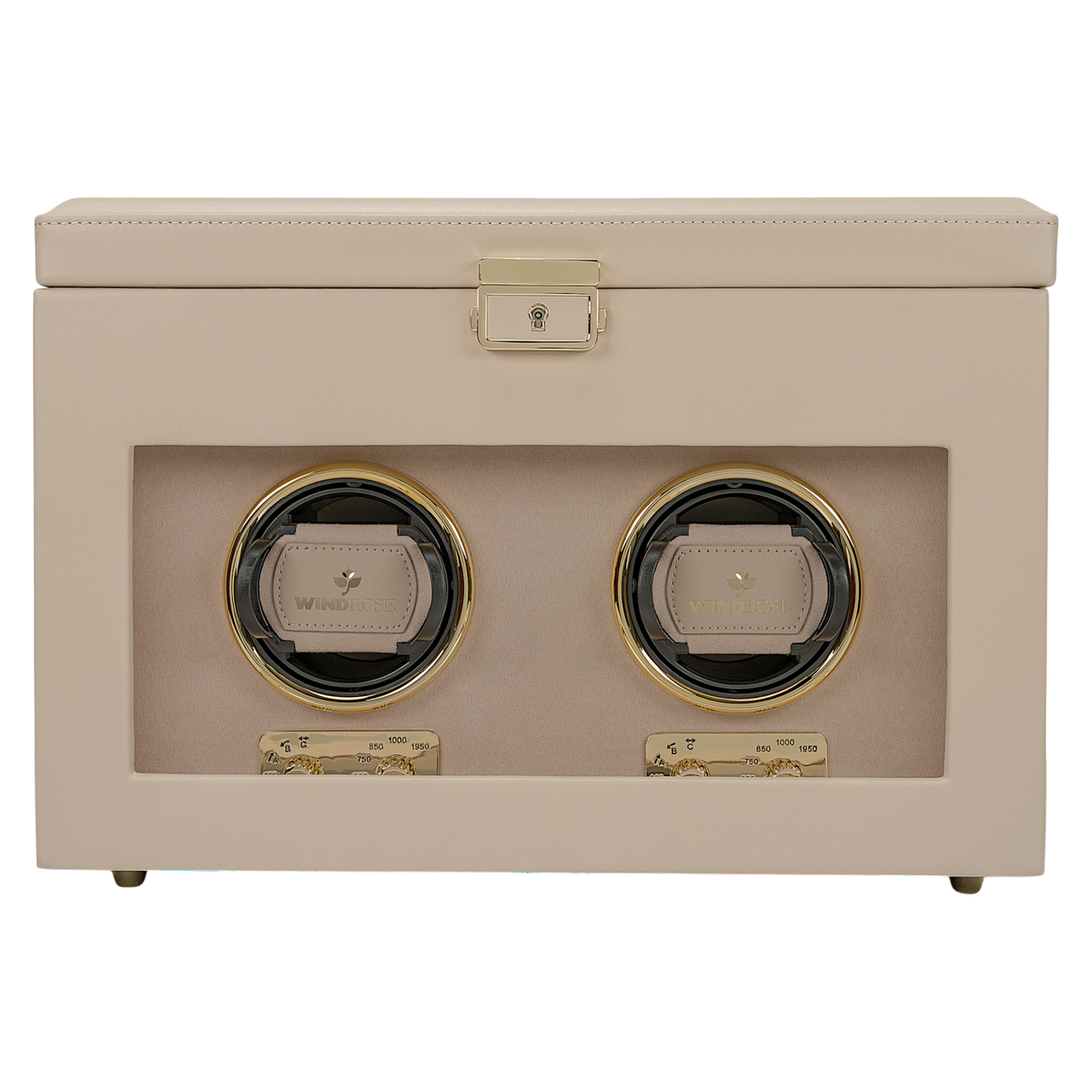 Uhrenbeweger 2 Uhren luxora beige-gold – geschlossen, Frontansicht